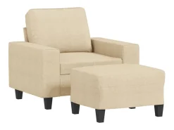 Sillón con taburete tela crema 60 cm