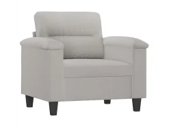 Sillón con taburete tela de microfibra gris claro 60 cm