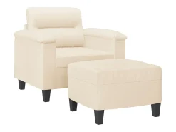 Sillón con taburete tela de microfibra beige 60 cm