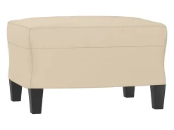 Sillón con taburete tela de microfibra crema 60 cm