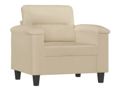 Sillón con taburete tela de microfibra crema 60 cm