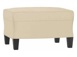 Sillón con taburete tela de microfibra crema 60 cm
