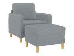 Sillón con taburete tela gris claro 60 cm