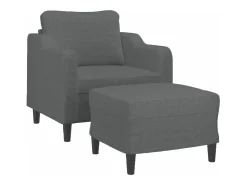 Sillón con taburete tela gris oscuro 60 cm