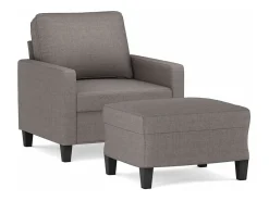 Sillón con taburete tela gris taupe 60 cm