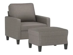 Sillón con taburete tela gris taupe 60 cm