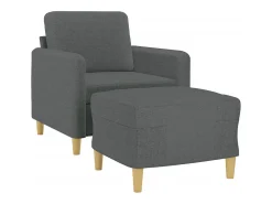 Sillón con taburete tela gris oscuro 60 cm