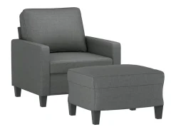 Sillón con taburete tela gris oscuro 60 cm