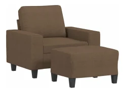 Sillón con taburete tela marrón 60 cm
