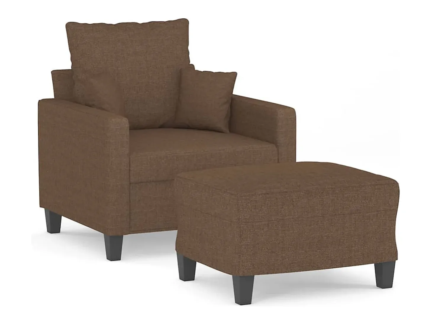 Sillón con taburete tela marrón 60 cm