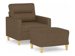 Sillón con taburete tela marrón 60 cm
