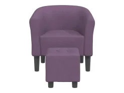 Sillón con taburete tela morado