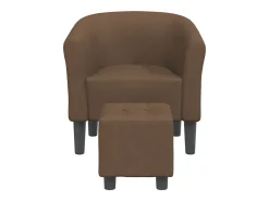 Sillón con taburete tela marrón