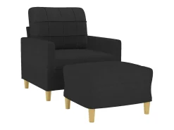 Sillón con taburete tela negro 60 cm
