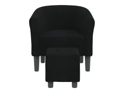 Sillón con taburete tela negra