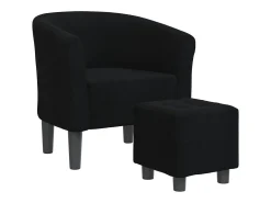 Sillón con taburete tela negra