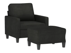 Sillón con taburete tela negro 60 cm ES61277