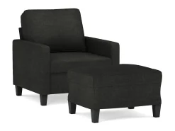 Sillón con taburete tela negro 60 cm ES61277