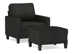 Sillón con taburete tela negro 60 cm