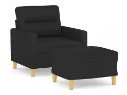 Sillón con taburete tela negro 60 cm
