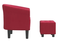 Sillón con taburete tela rojo tinto