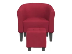 Sillón con taburete tela rojo tinto