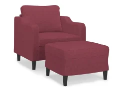 Sillón con taburete tela rojo tinto 60 cm