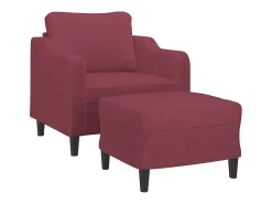Sillón con taburete tela rojo tinto 60 cm