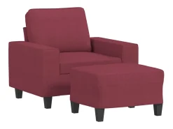 Sillón con taburete tela rojo tinto 60 cm