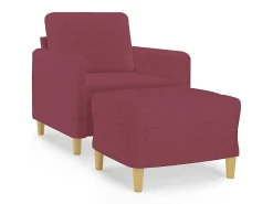 Sillón con taburete tela rojo tinto 60 cm