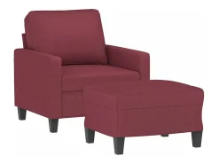 Sillón con taburete tela rojo tinto 60 cm