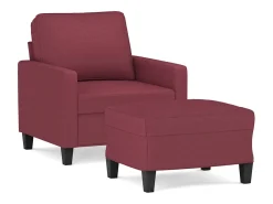 Sillón con taburete tela rojo tinto 60 cm