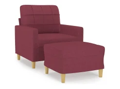 Sillón con taburete tela rojo tinto 60 cm