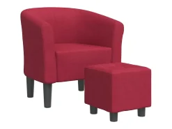 Sillón con taburete tela rojo tinto