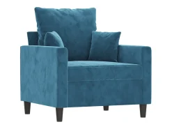 Sillón con taburete terciopelo azul 60 cm