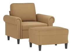 Sillón con taburete terciopelo marrón 60 cm ES616449