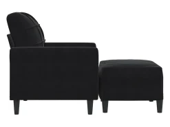 Sillón con taburete terciopelo negro 60 cm