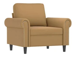 Sillón con taburete terciopelo marrón 60 cm