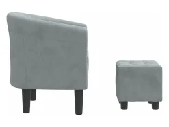 Sillón con taburete terciopelo gris oscuro