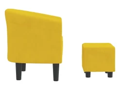 Sillón con taburete terciopelo amarillo