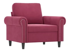 Sillón con taburete terciopelo rojo tinto 60 cm