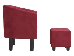 Sillón con taburete terciopelo rojo tinto