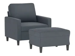 Sillón con taburete terciopelo gris oscuro 60 cm