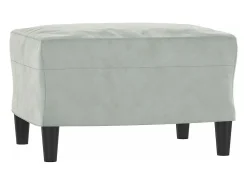 Sillón con taburete terciopelo gris claro 60 cm