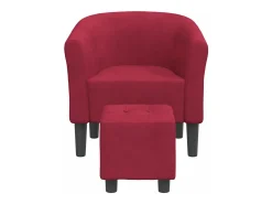 Sillón con taburete terciopelo rojo tinto