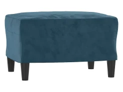 Sillón con taburete terciopelo azul 60 cm