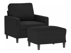 Sillón con taburete terciopelo negro 60 cm