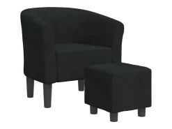 Sillón con taburete terciopelo negro