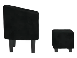 Sillón con taburete terciopelo negro