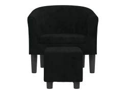 Sillón con taburete terciopelo negro
